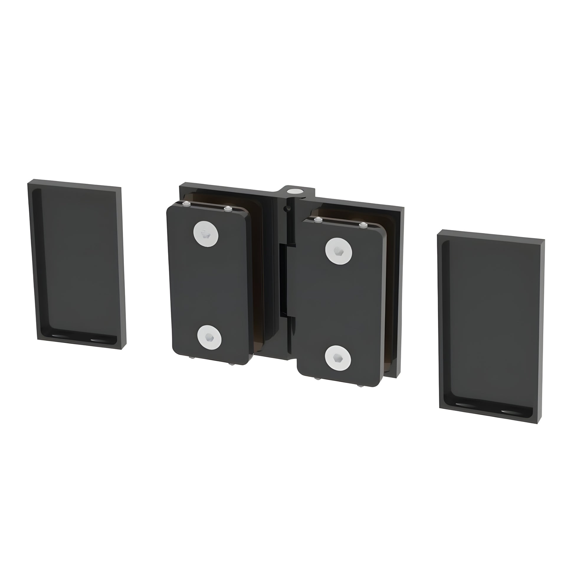 C0M180MBL matte-black concealed 180 glass-to-glass shower hinge for 8-10mm tempered glass, outswing Como series