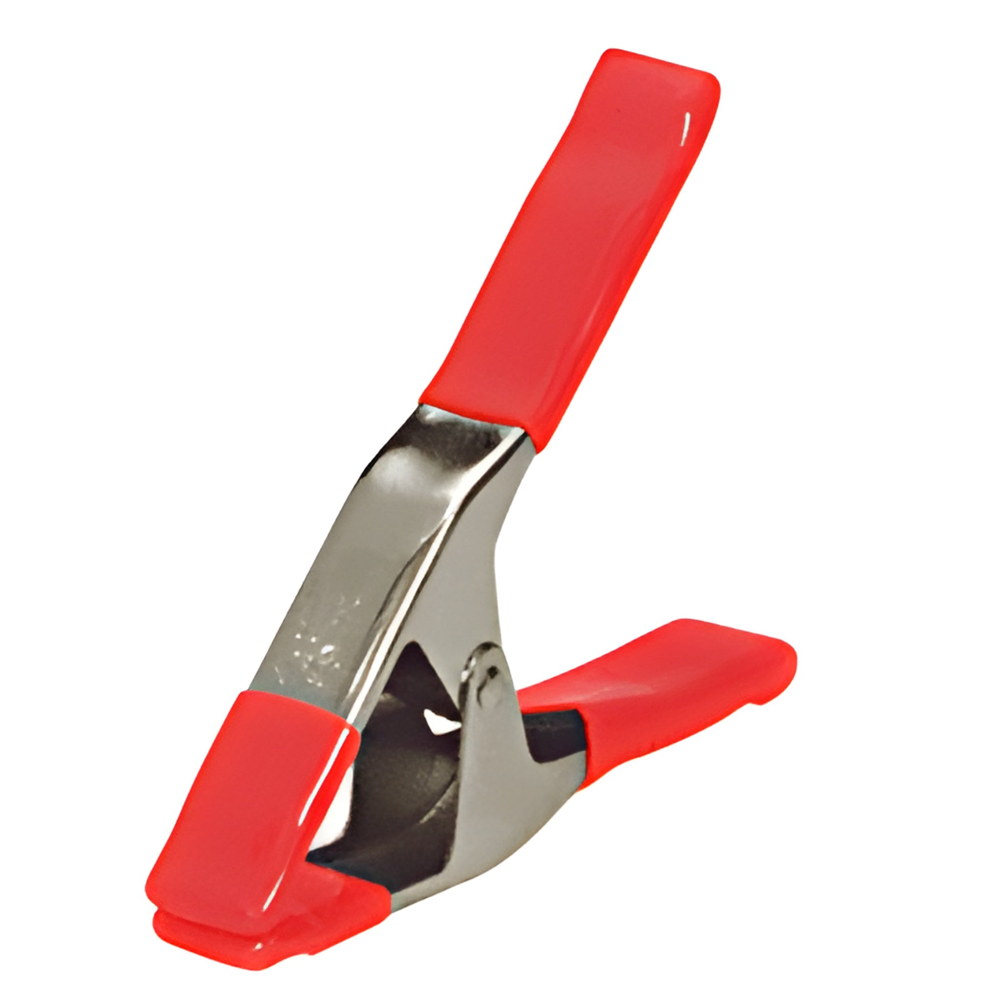 CRL JC3201HT 4 in heavy-plated spring clamp with red vinyl-coated grips and jaw tips.