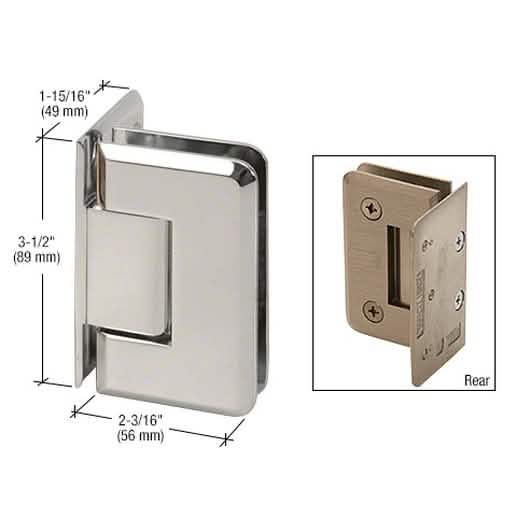 CRL Polished Nickel Wall Mount Offset Back Plate Hinge - Pinnacle 044 Series
