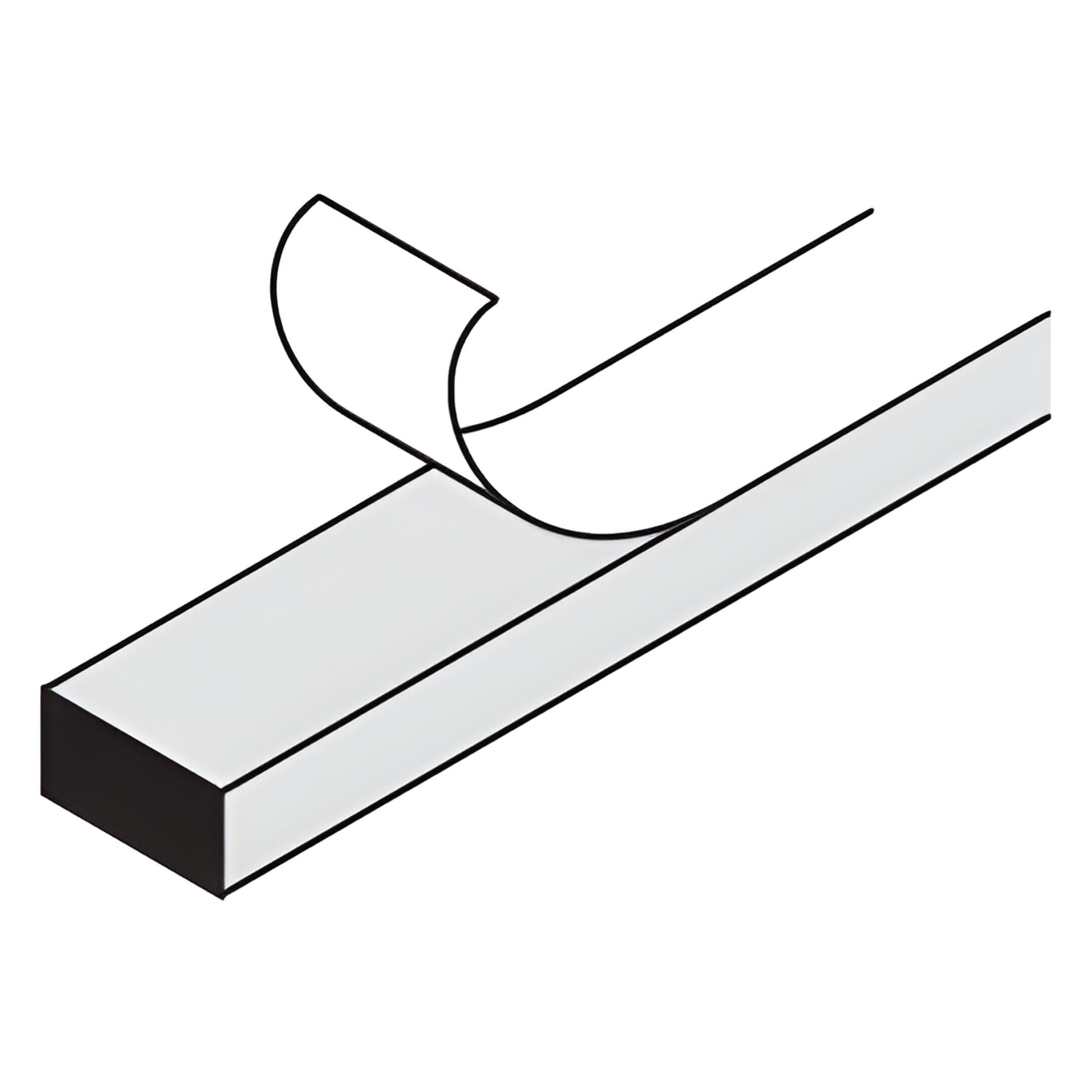 Norton Thermalbond black foam spacer tape (V220414) strip with backing peeled, 1/8" thick x 1/4" wide profile.