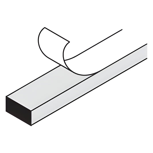 Norton Thermalbond black foam spacer tape (V220414) strip with backing peeled, 1/8" thick x 1/4" wide profile.