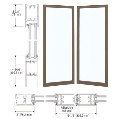 CRL-U.S. Aluminum 250T Narrow-Stile Thermal Entrance Pair - No Prep
