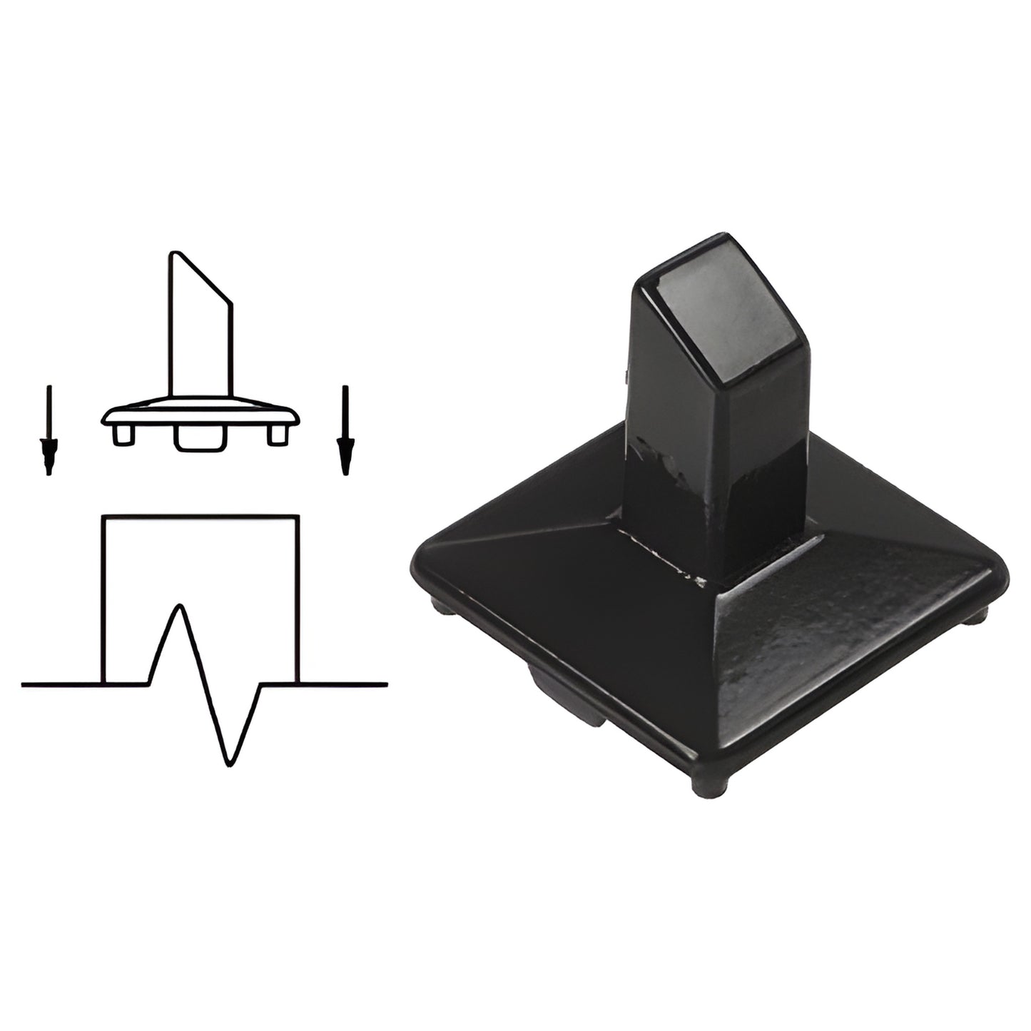 Matte black aluminum intermediate post fitting for 100 Series top rail (180 ) - SKU 1PFBL