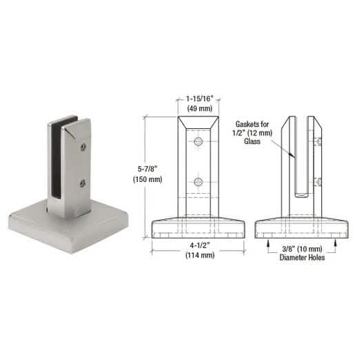 CRL 316 Brushed Stainless Steel Surface Mount Friction Fit Square Spigot - Modern Design
