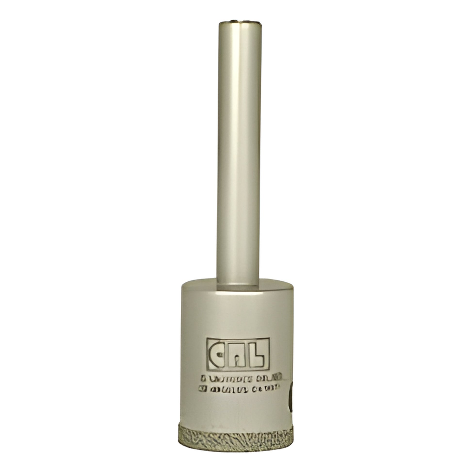 EDD78 diamond-plated glass/tile drill bit with 3/8" reduced round shank, smooth continuous rim, silver finish