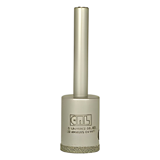 EDD78 diamond-plated glass/tile drill bit with 3/8" reduced round shank, smooth continuous rim, silver finish