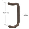 Bronze solid aluminum door pull handle, 9" center-to-center, 1" diameter, 2.5" projection (SKU PR0322209)