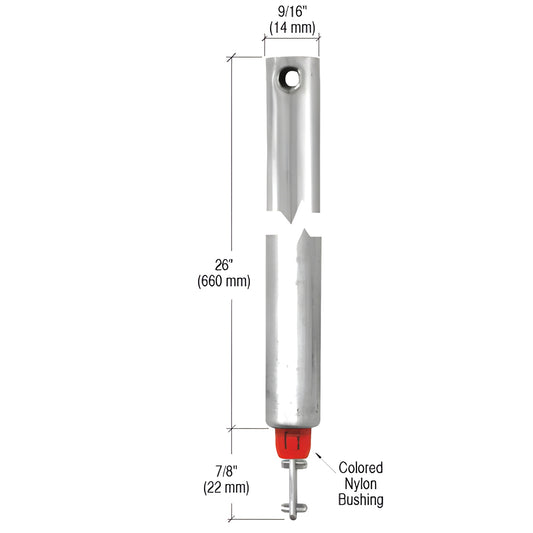 CRL FH2620 tubular spiral window balance, 26 in 9/16 in tube, red nylon bushing, supports up to 25 lb sash