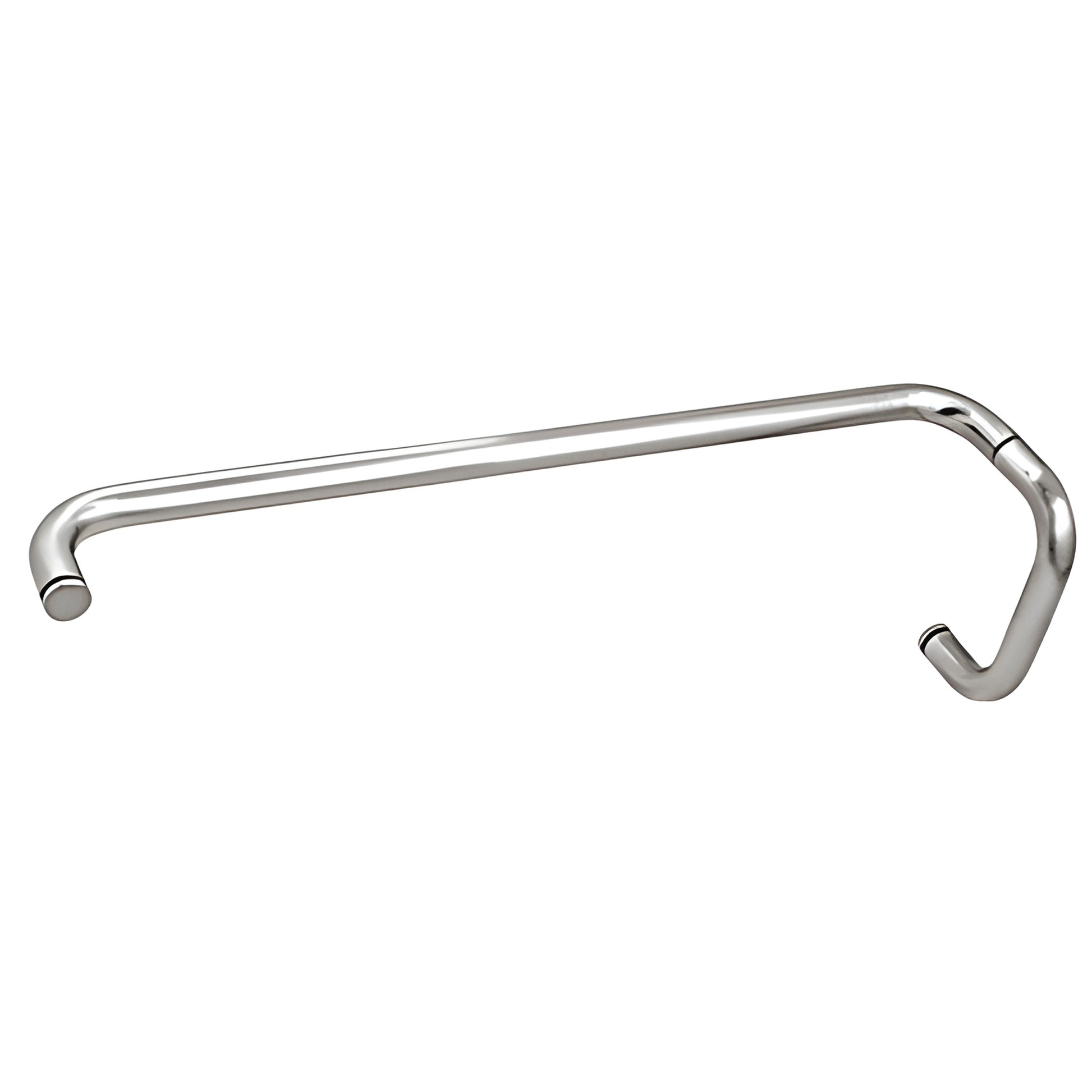 Polished chrome 3/4" tubular brass glass pull with 22" towel bar, SKU BMNW6X22CH