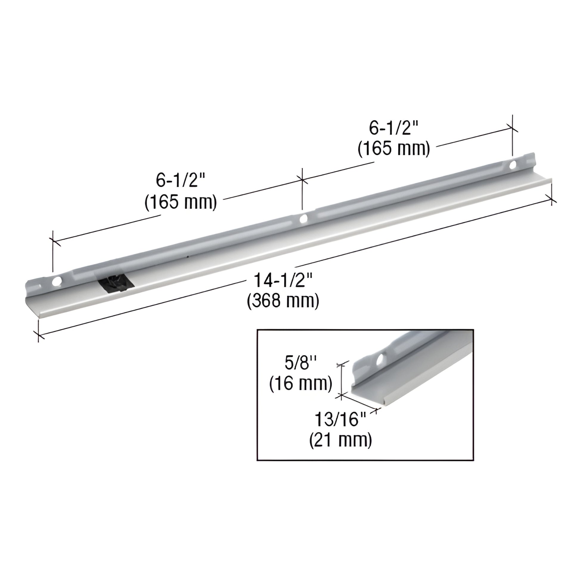 EP27041 steel Maxim/Encore casement operator track, 14-1/2 in with built-in slider guide, silver finish