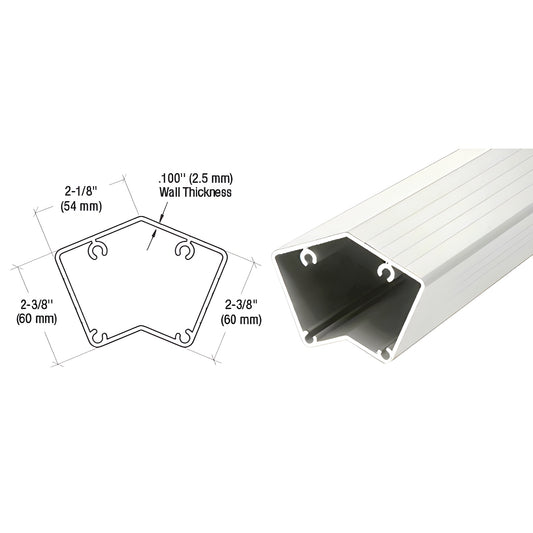 CRL 135 100 Series aluminum fascia post, silver metallic, 6005-T5, extended length for fascia mount (SKU: 1FP548S)