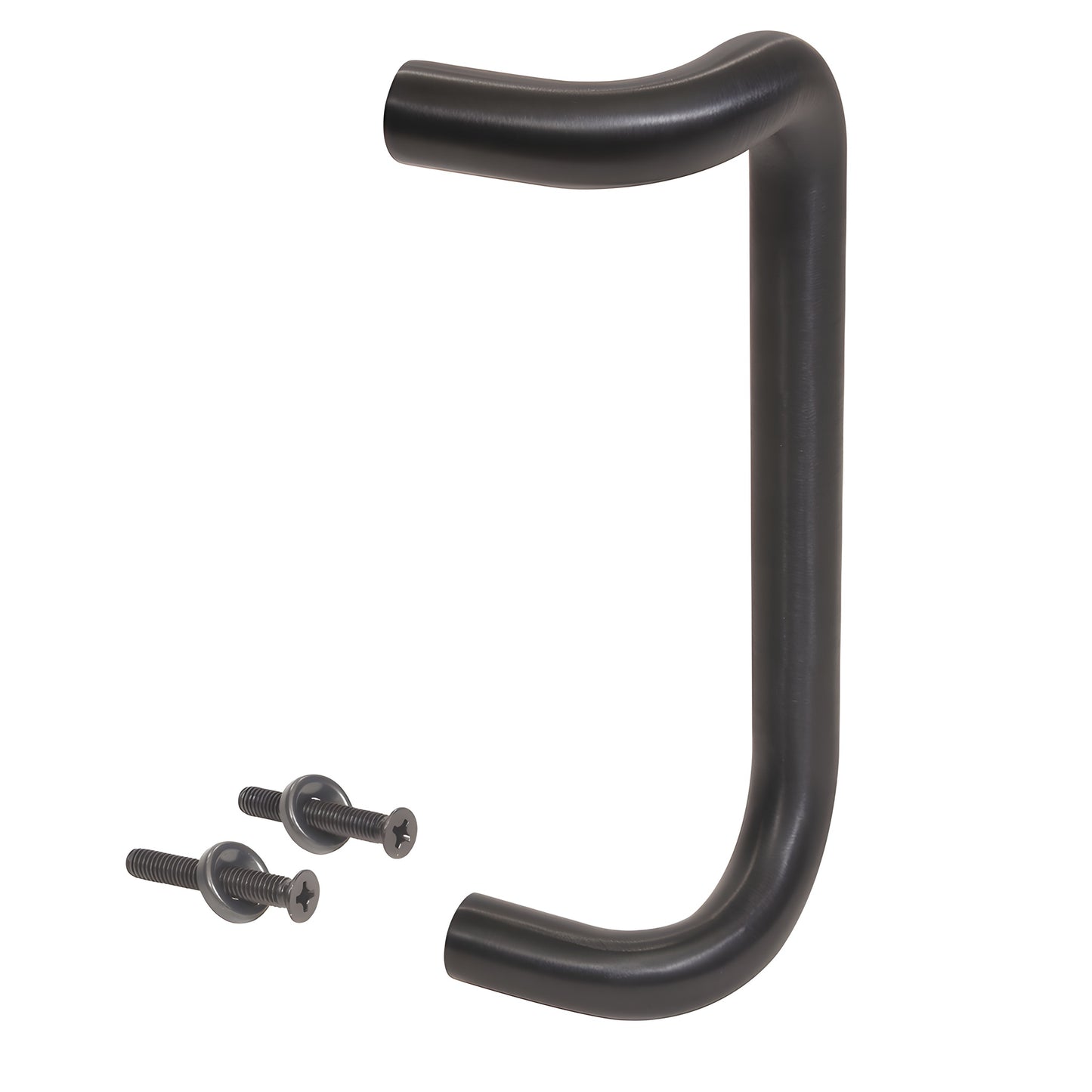 Dark bronze 1 in solid aluminum offset pull handle, single-sided, 10 in c-c, shown with two thru-bolts (SKU M1741010B)