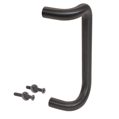 Dark bronze 1 in solid aluminum offset pull handle, single-sided, 10 in c-c, shown with two thru-bolts (SKU M1741010B)