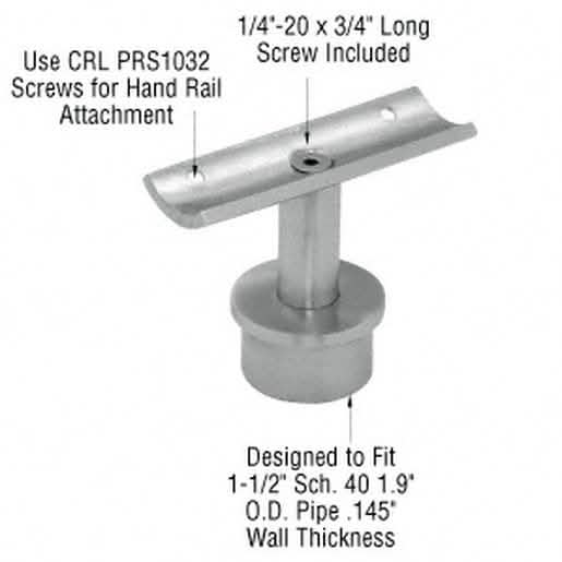 CRL Brushed Stainless Steel 1.9" Round Post P-Series 180° Fixed Standoff Saddle