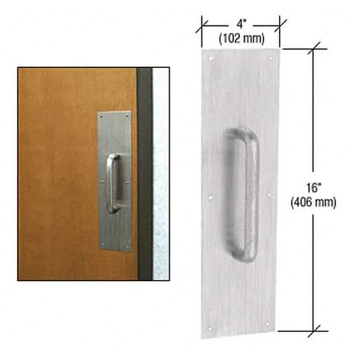 CRL 3/4" Brushed Stainless Pull Handle & Plate, 8" Handle, 4"x16" Plate - Sleek Design