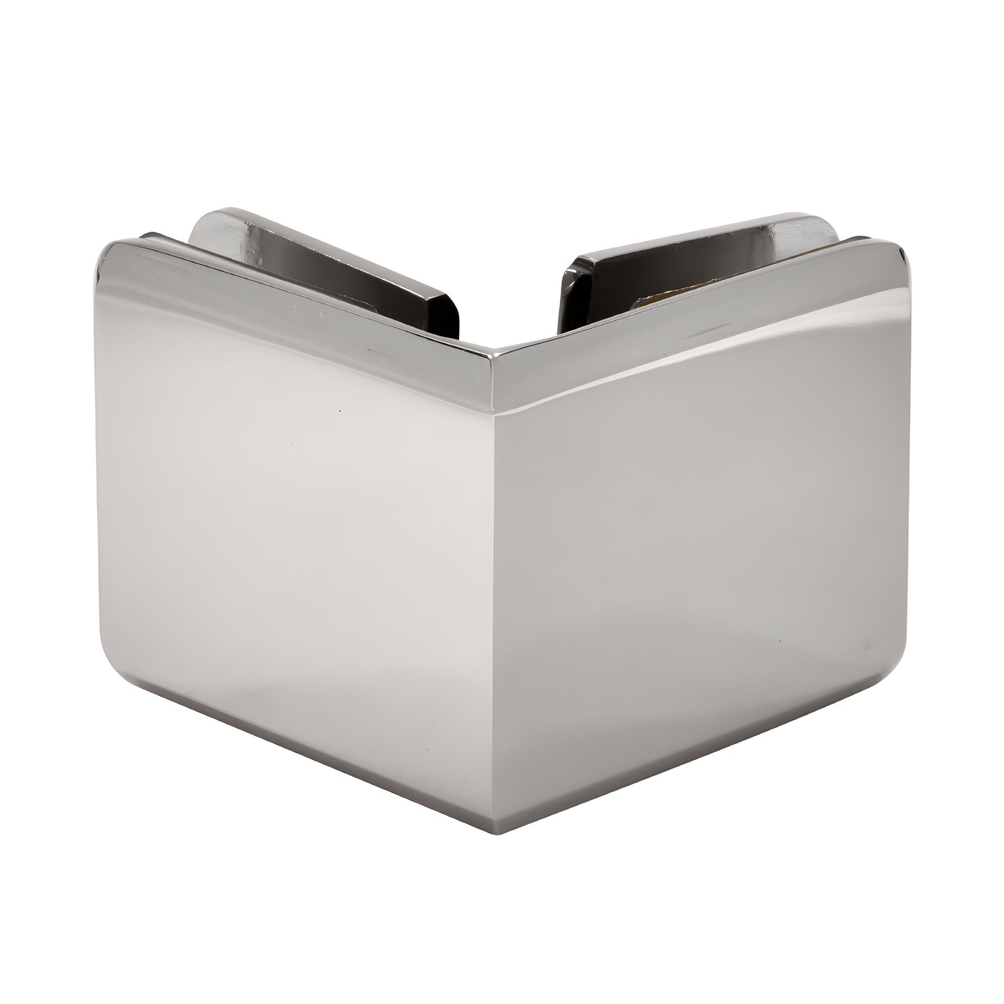 BGC90PN polished nickel beveled 90 glass-to-glass clamp for 3/8 to 1/2 in frameless shower panels.