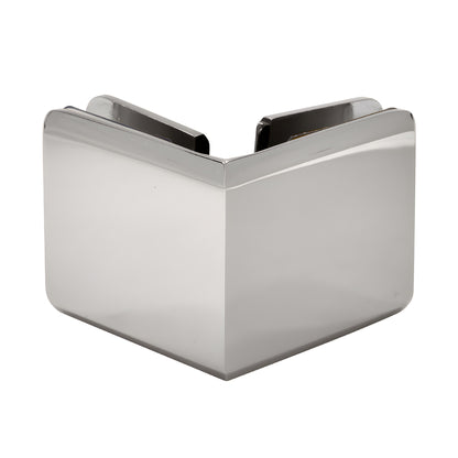 BGC90PN polished nickel beveled 90 glass-to-glass clamp for 3/8 to 1/2 in frameless shower panels.