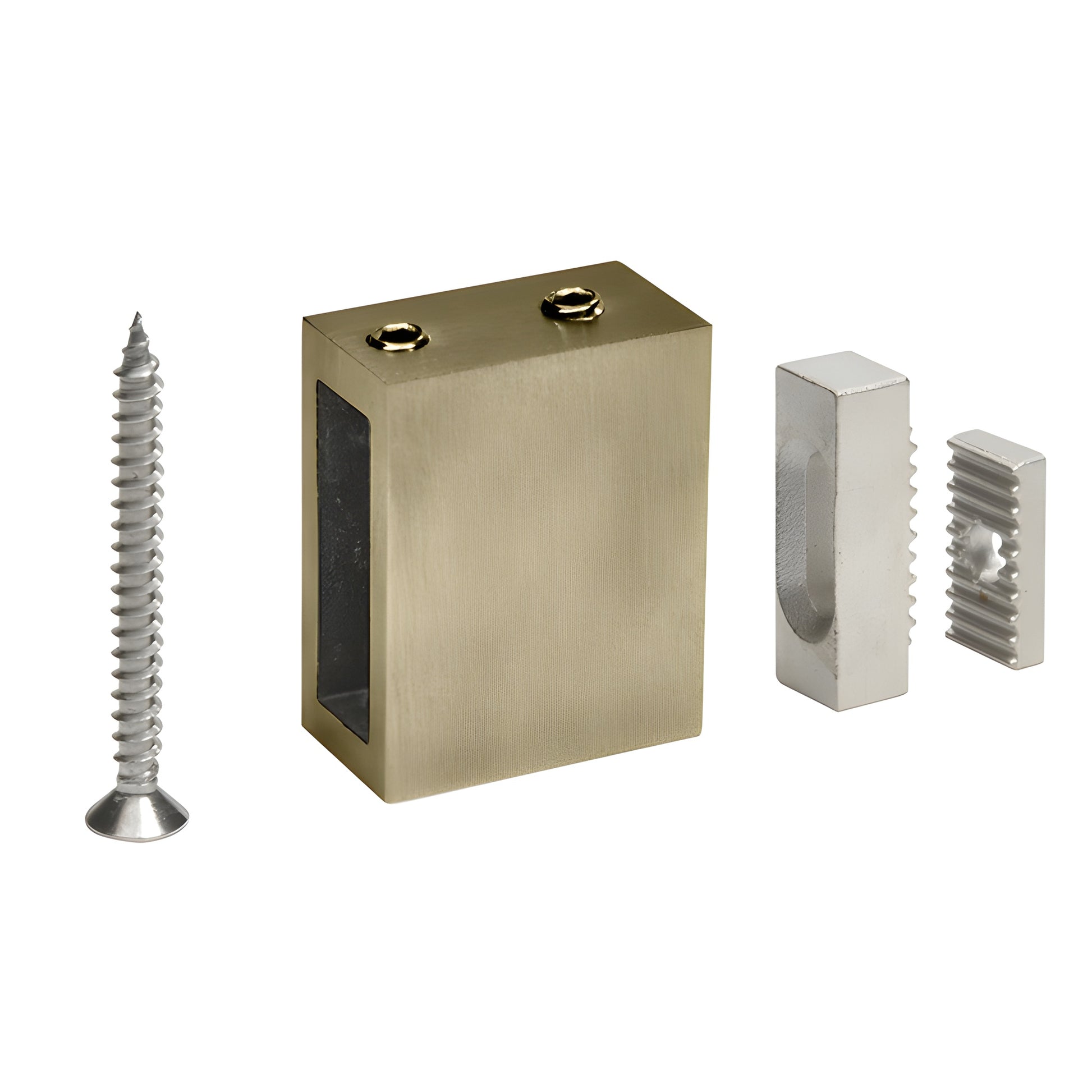 Frameless squared sliding shower system in brushed bronze-top roller rail, one sliding door and fixed panel for 8-10mm glass