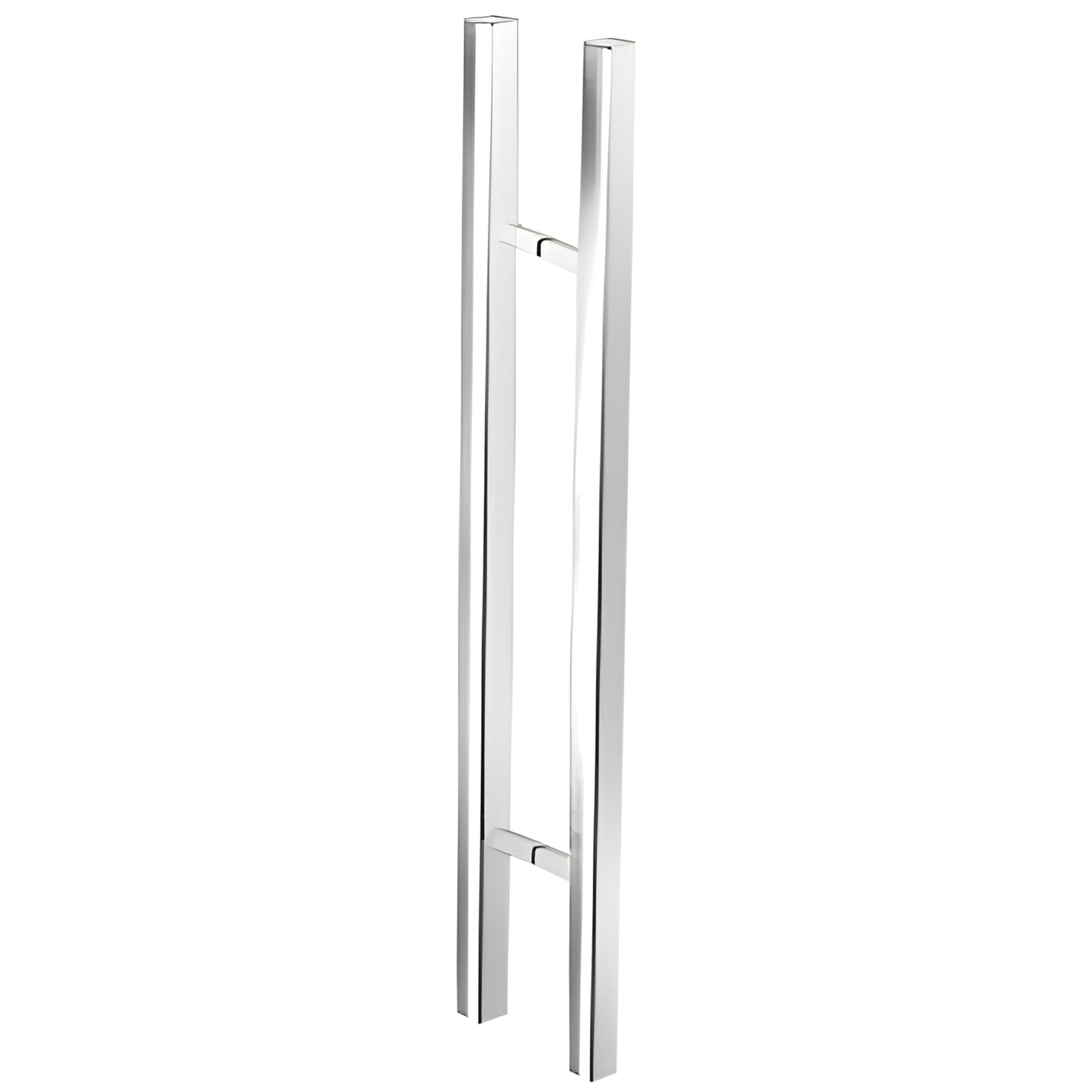 36in polished stainless square ladder-style glass pull handle, back-to-back mount, fits 10-19mm glass (SKU 36SQSLPPS)