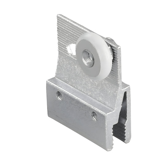 M6145 aluminum shower door bracket with white 3/4 in nylon roller, for 3/16 in frameless glass