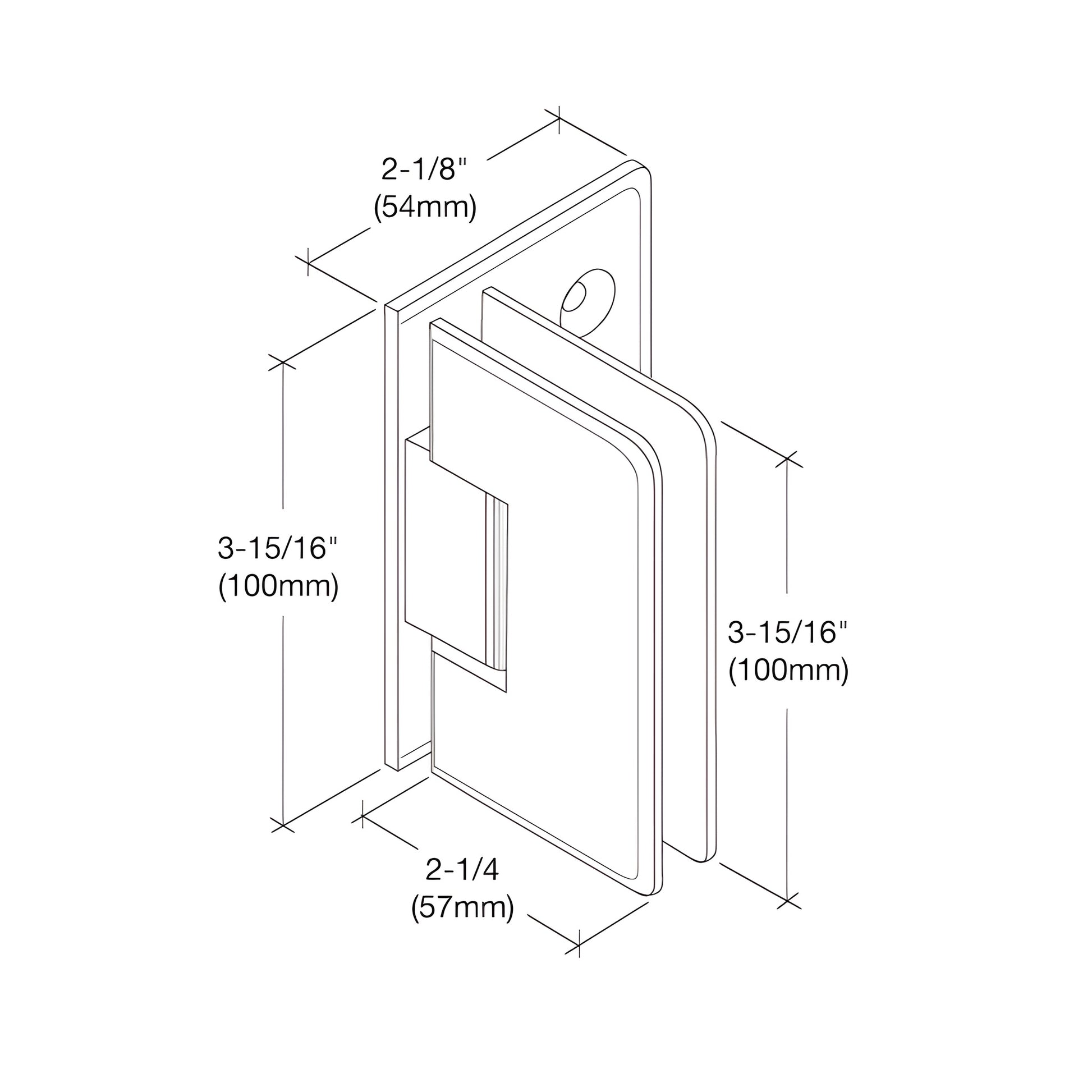 Oil-rubbed bronze beveled brass shower hinge (SKU C0L5440RB), 5 pre-set wall-mount for 3/8-1/2" tempered glass.