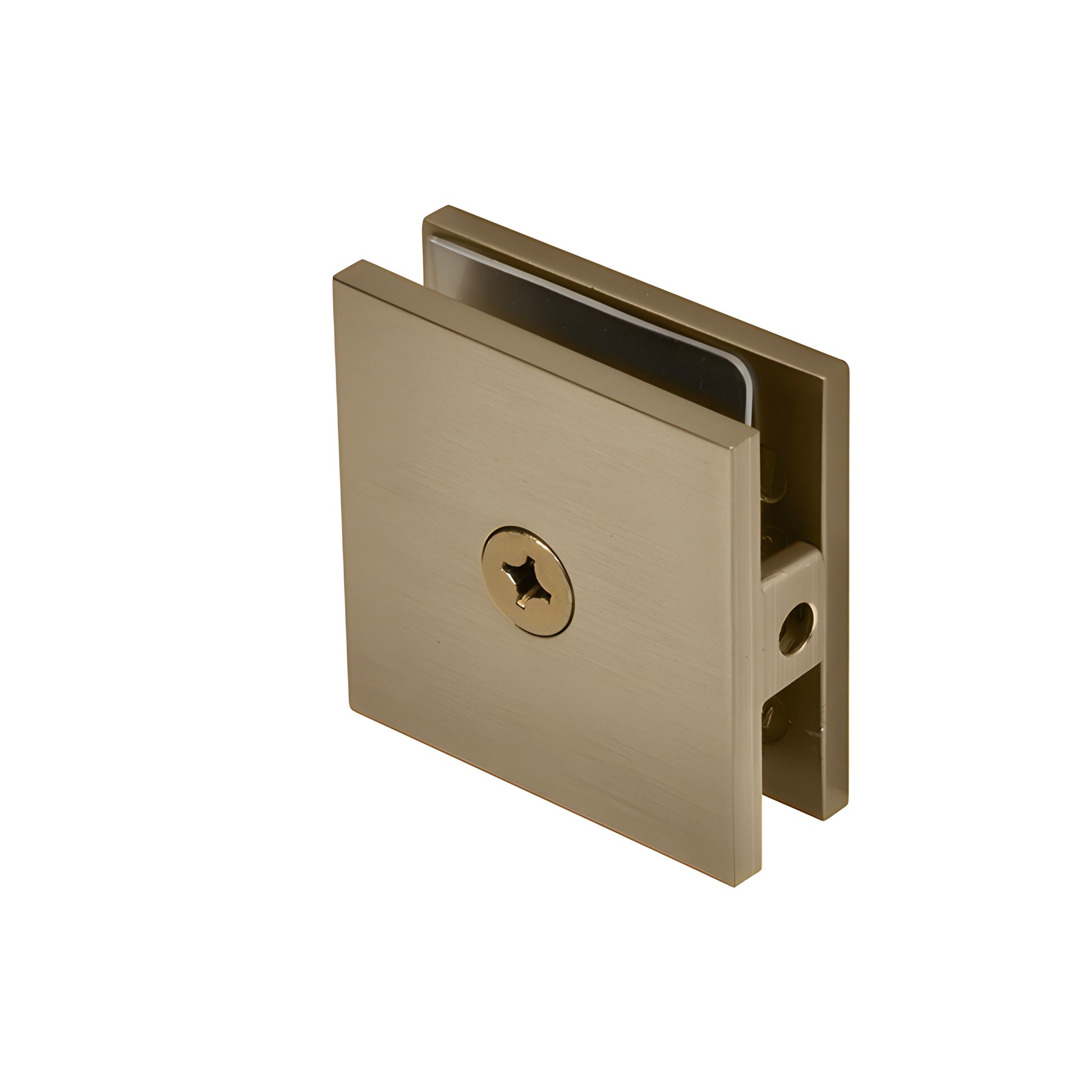 SCU4DBBZ vintage brass square wall-mount hole-in-glass clamp for 3/8-1/2" (10-12mm) frameless shower panels