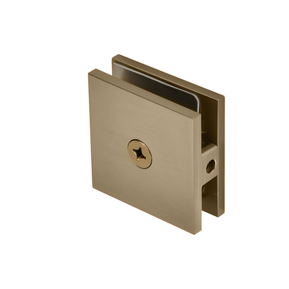 SCU4DBBZ vintage brass square wall-mount hole-in-glass clamp for 3/8-1/2" (10-12mm) frameless shower panels