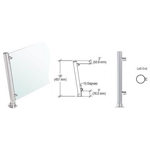 CRL Brushed Stainless 18" Slant Front Left End Post, Round PP46 Contemporary Series