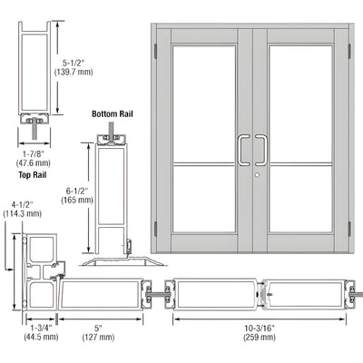 CRL-U.S. Aluminum 850 Clear Anodized Wide-Stile Entry Doors