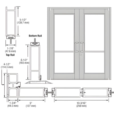 CRL-U.S. Aluminum 850 Durafront Offset Pivot Entry Door Clear-Anodized