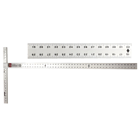 GS48 48-inch anodized aluminum offset T-square with 2" blade and 22.5" T-head, four-rivet construction