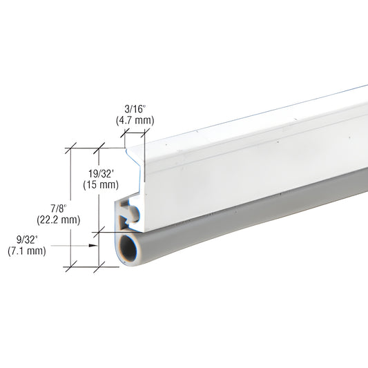 DW950A aluminum door jamb weatherstrip with gray tubular vinyl seal, extruded aluminum base, screws included.