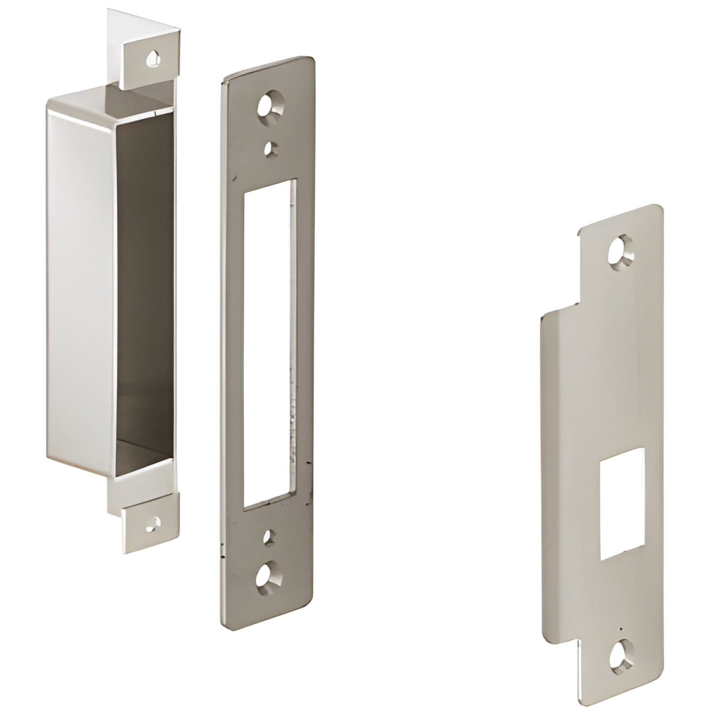 DLL6515 brushed stainless steel 6x10 center lock strike set with dust box and backup plate for glass door frames