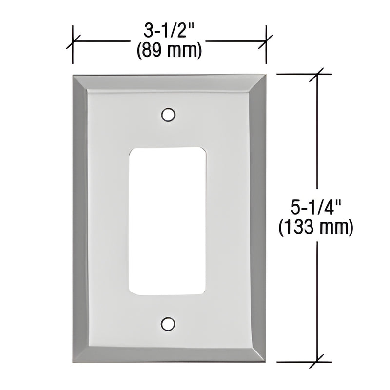 Chrome beveled single-gang decorator switch/outlet cover plate, 3-1/2" x 5-1/4", SKU MMP12CH.