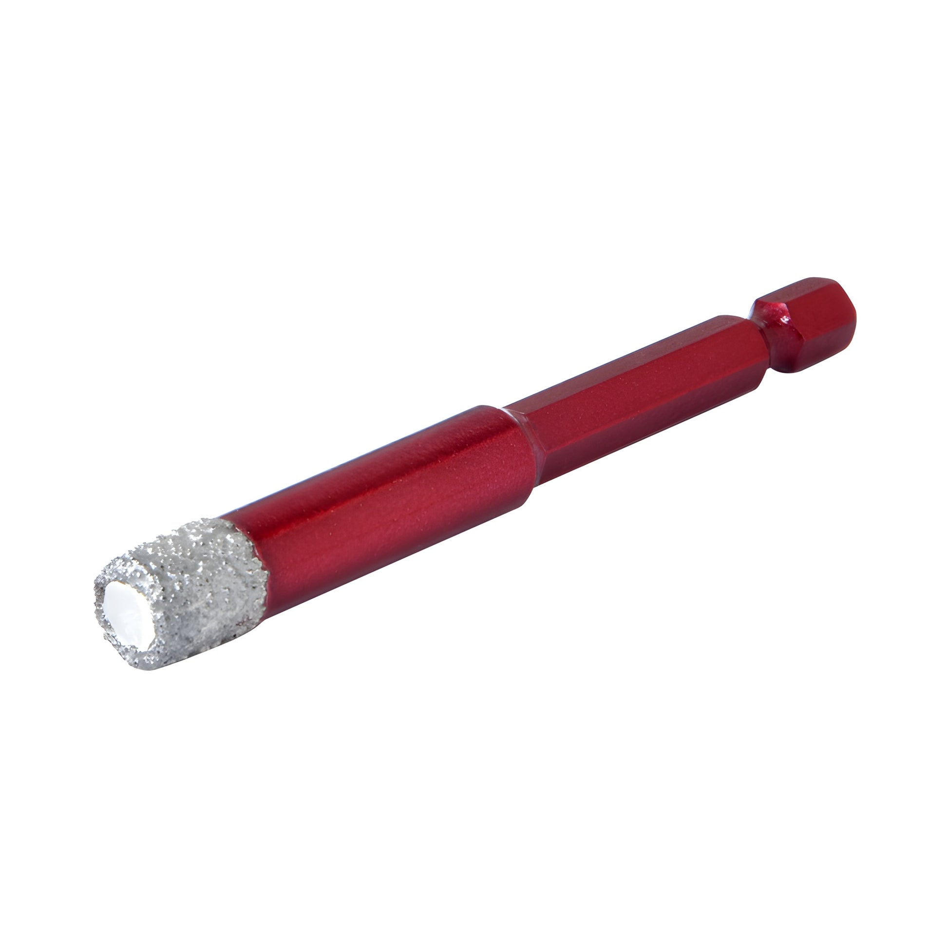 QCS10MM red vacuum-brazed 10mm dry core drill bit with quick change hex shank and diamond grit cutting tip