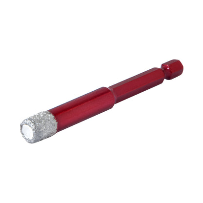 QCS10MM red vacuum-brazed 10mm dry core drill bit with quick change hex shank and diamond grit cutting tip
