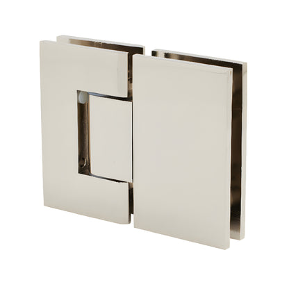 GEN380PN polished-nickel adjustable brass glass-to-glass shower hinge, square profile for 8-12mm glass