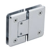 P1N380CH polished chrome adjustable glass-to-glass shower hinge, solid brass, beveled profile, self-centering.
