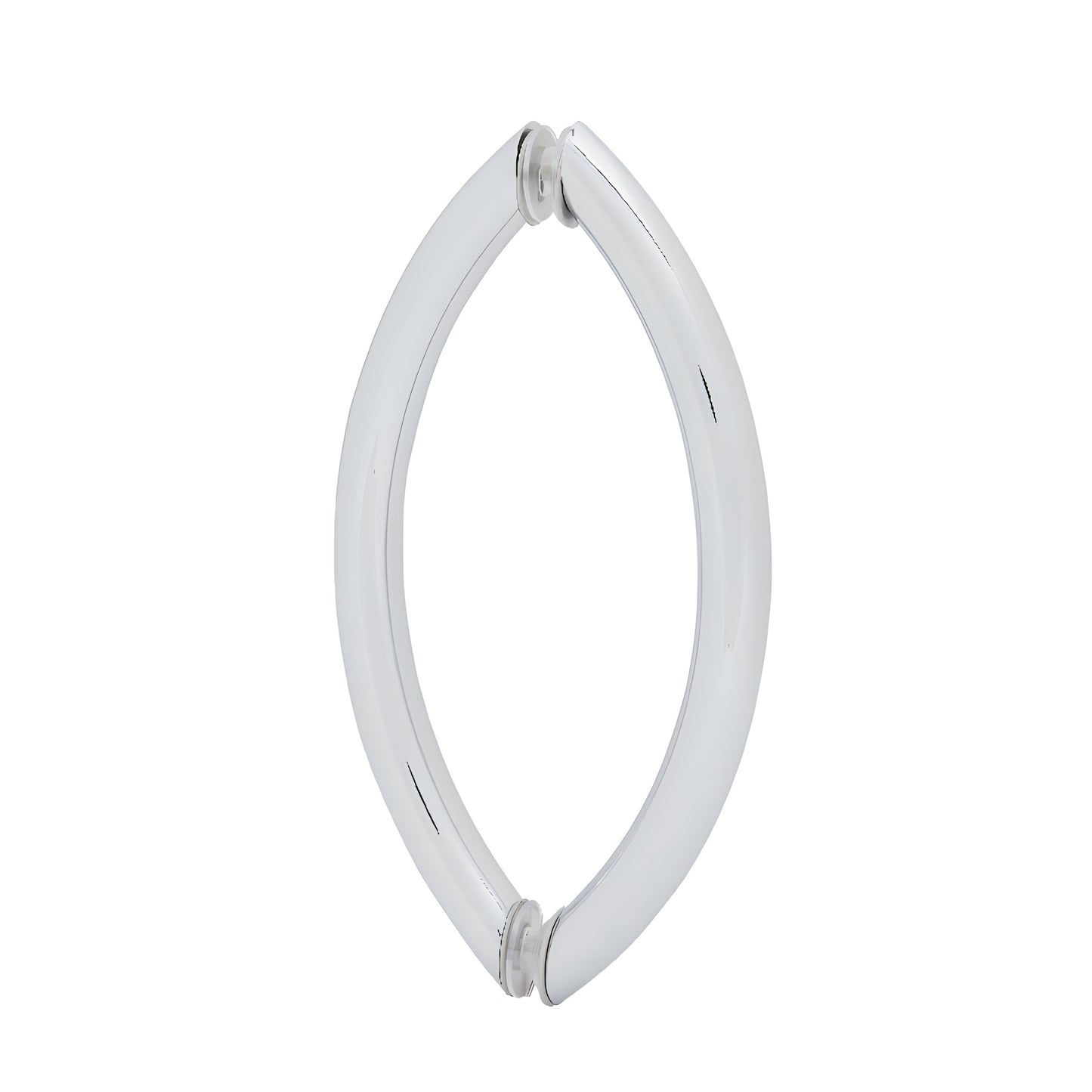 Polished chrome crescent tubular brass glass door pull, 3/4 in. dia., 8 in. center-to-center, for shower/wardrobe doors