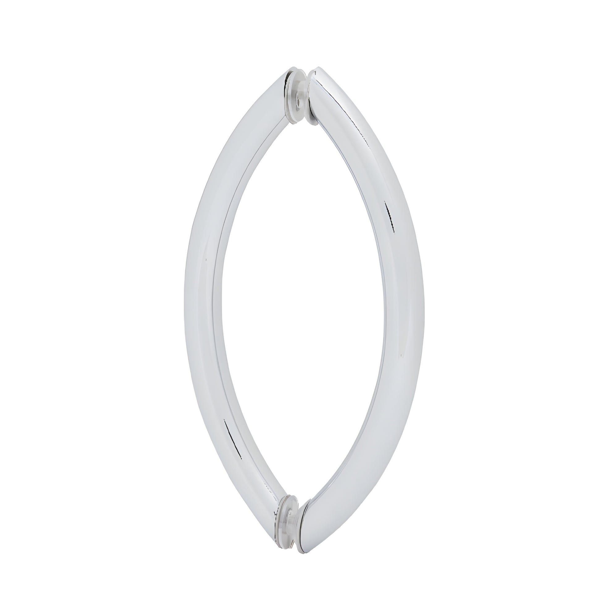 Polished chrome crescent tubular brass glass door pull, 3/4 in. dia., 8 in. center-to-center, for shower/wardrobe doors