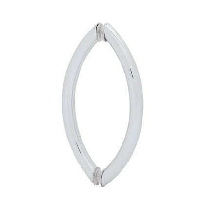 Polished chrome crescent tubular brass glass door pull, 3/4 in. dia., 8 in. center-to-center, for shower/wardrobe doors