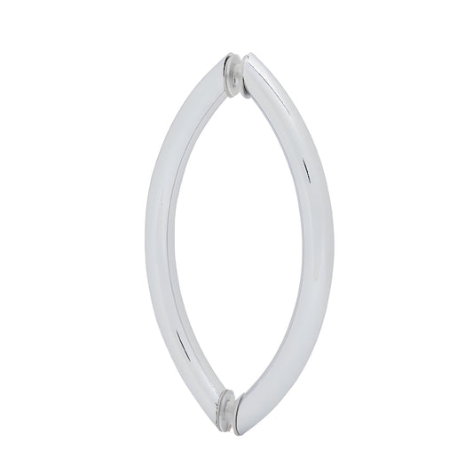 Polished chrome crescent tubular brass glass door pull, 3/4 in. dia., 8 in. center-to-center, for shower/wardrobe doors
