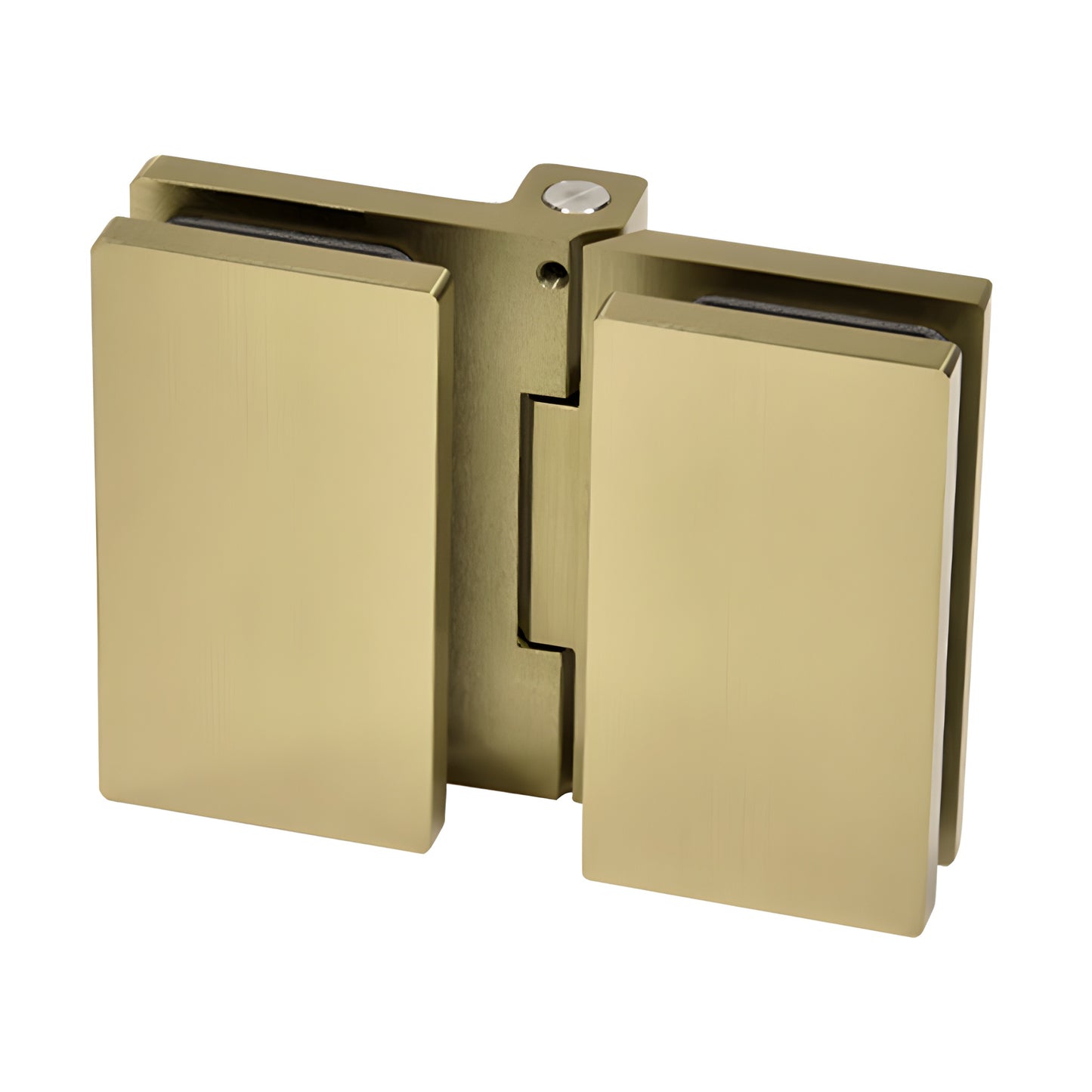 Brushed-bronze square glass-to-glass shower hinge, concealed Como series - fits 8-10mm tempered glass, outswing
