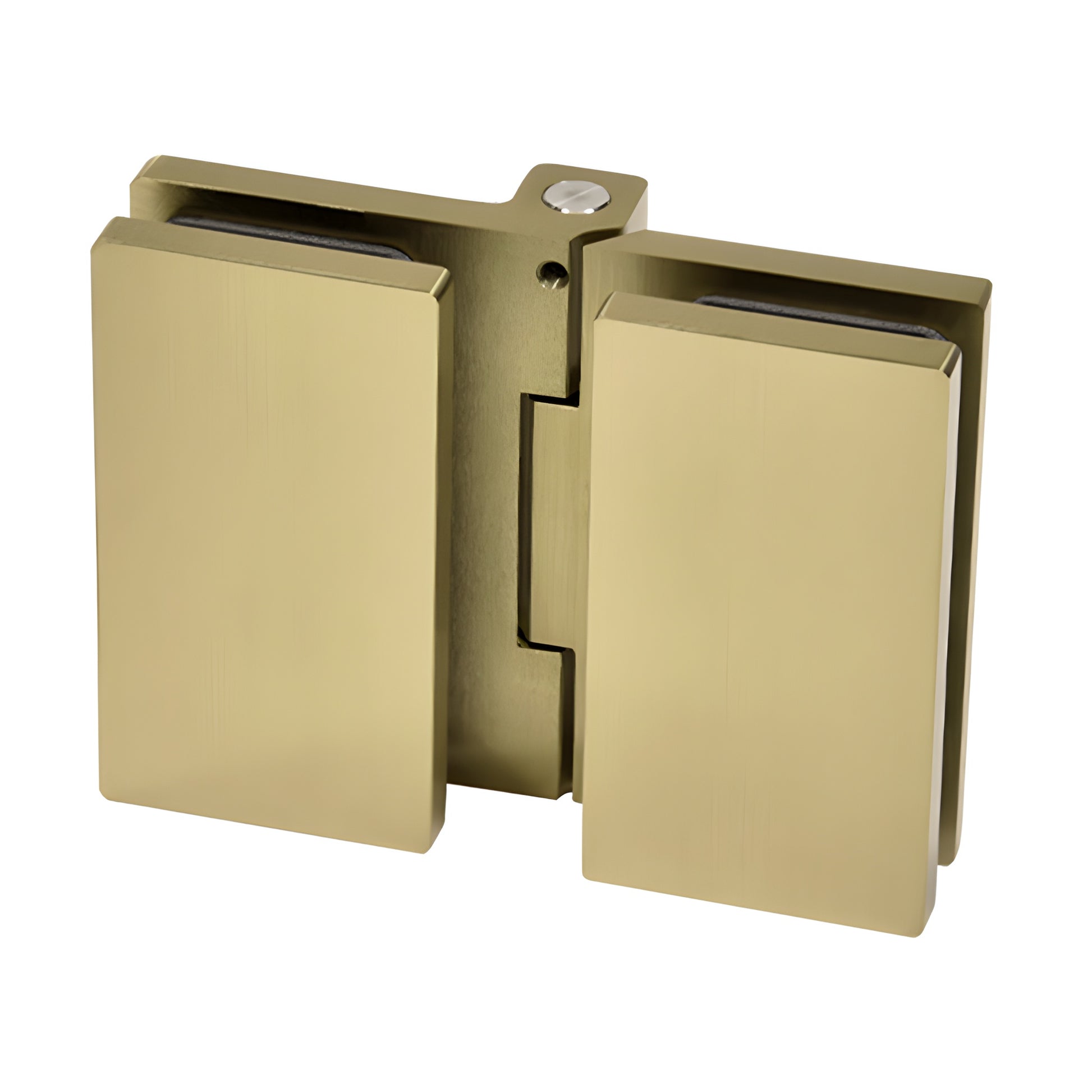 Brushed-bronze square glass-to-glass shower hinge, concealed Como series - fits 8-10mm tempered glass, outswing
