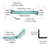 Black polycarbonate L-angle jamb (CRL P12LJBL) for 1/4-1/2 in. glass, hinge/strike use in neo-angle shower installations.