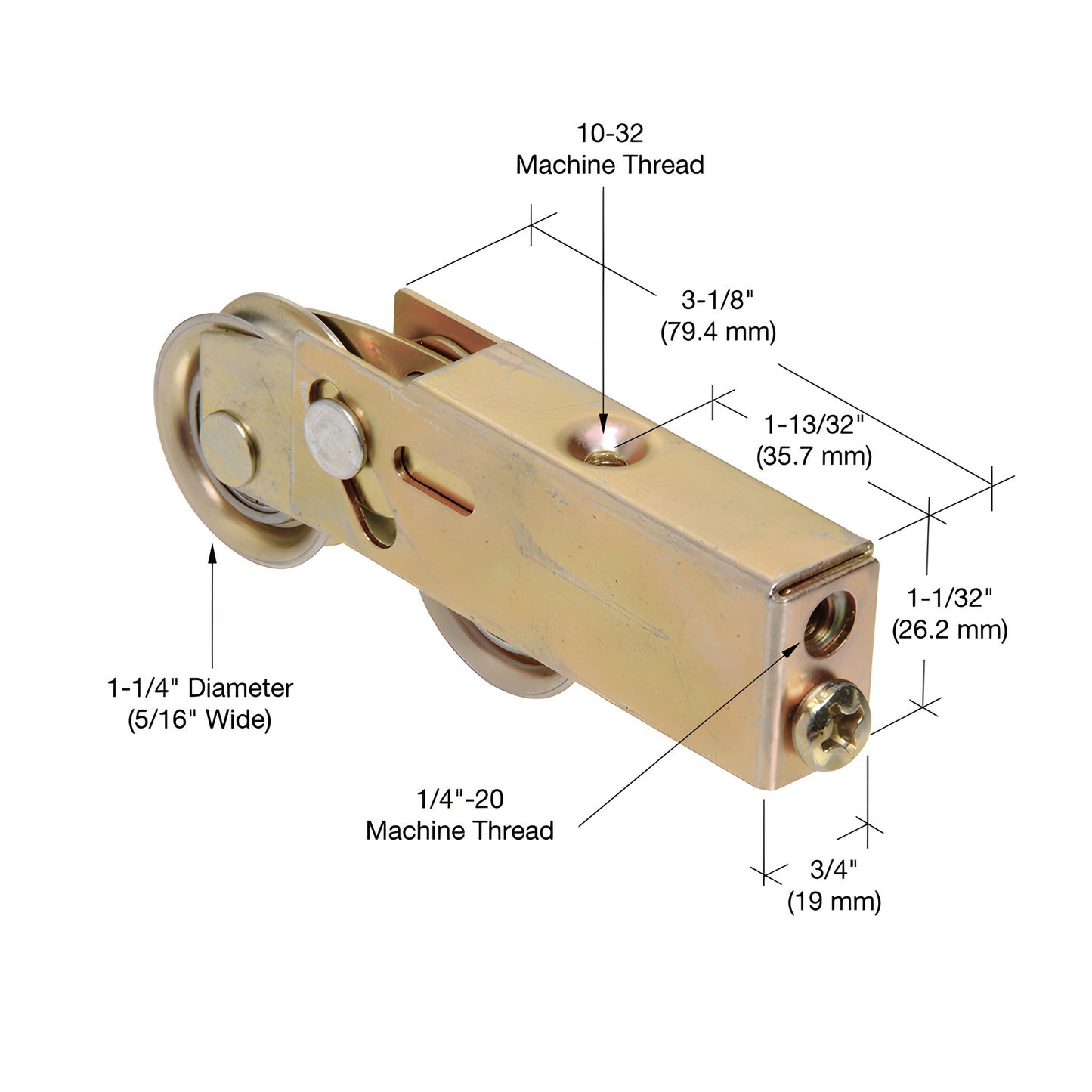 CRL tandem adjustable steel sliding glass door roller assembly SKU D1986 with two concave steel wheels