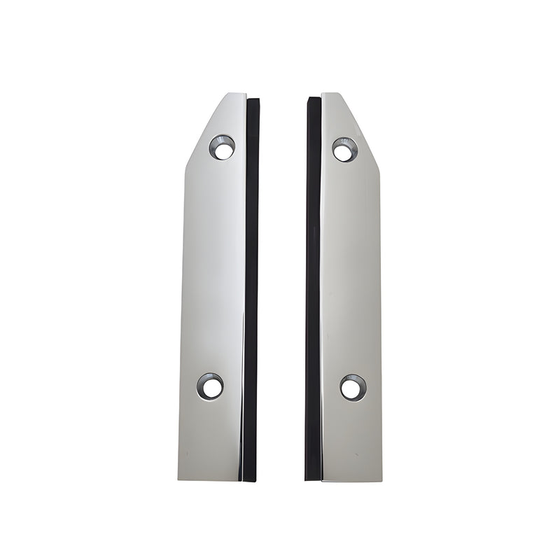 DRXSEC4TPS 4-inch tapered split end cap pair, polished stainless steel finish with two mounting holes