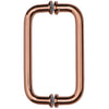 Rose gold solid brass rectangular pull handle for frameless glass doors, back-to-back, fits 6-12mm glass