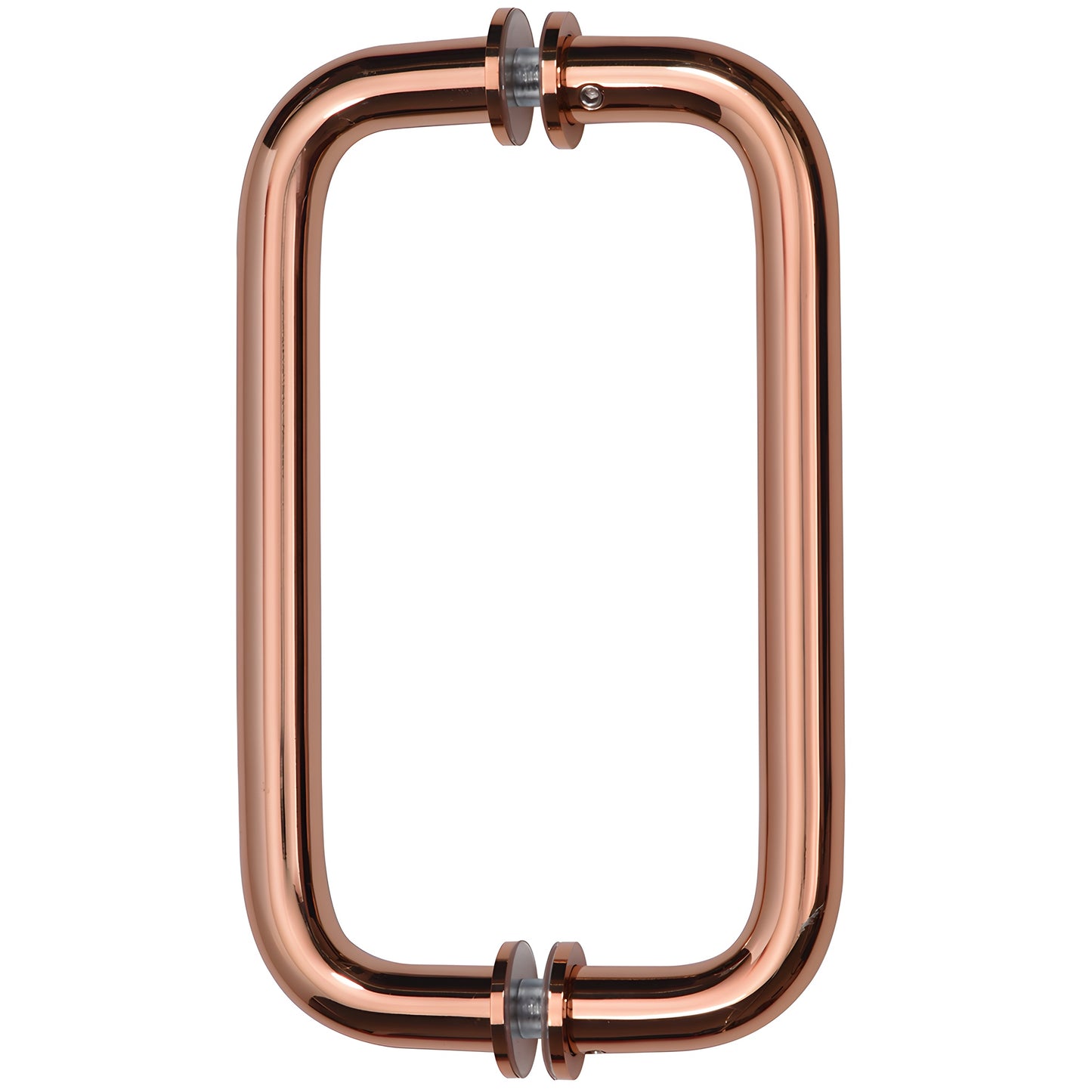 Rose gold solid brass rectangular pull handle for frameless glass doors, back-to-back, fits 6-12mm glass