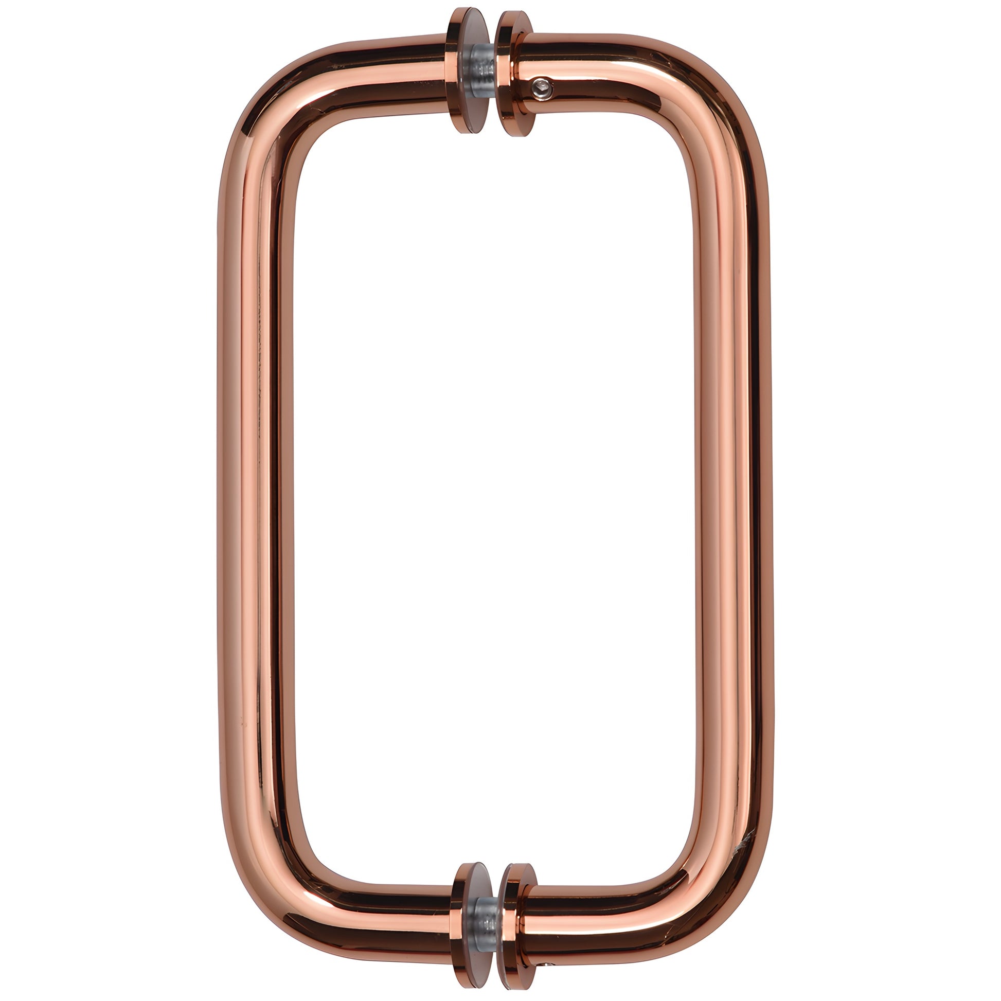 Rose gold solid brass rectangular pull handle for frameless glass doors, back-to-back, fits 6-12mm glass